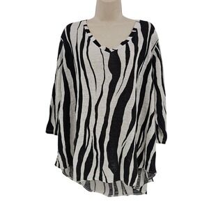 Rachel Zoe Zebra Print 100% Linen‎  3X mob wife Organic Office Siren Breathable